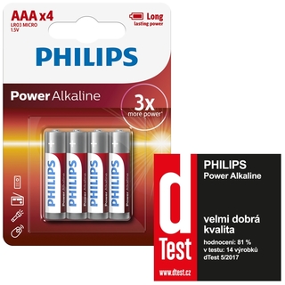 Philips baterie POWER ALKALINE 4ks blistr (LR03P4B/10, AAA)