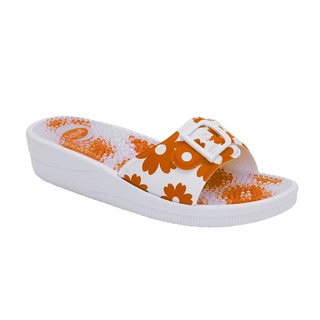 NEW MASSAGE - bílé / oranžové zdravotní pantofle