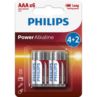Philips baterie POWER ALKALINE 4+2ks blistr (LR03P6BP/10, AAA, 1,5V)